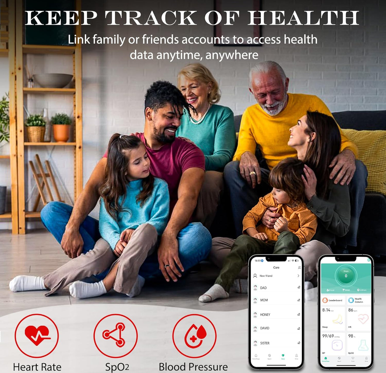 Smart Health Ring for Women Men Fitness Tracker