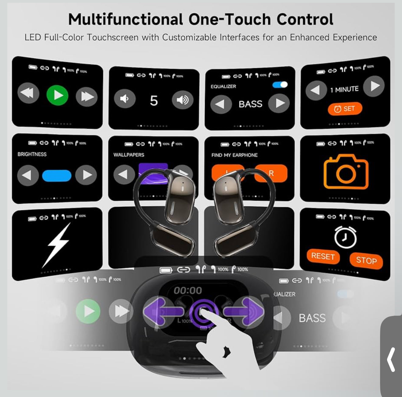 Touch Screen Open Ear Bluetooth wireless